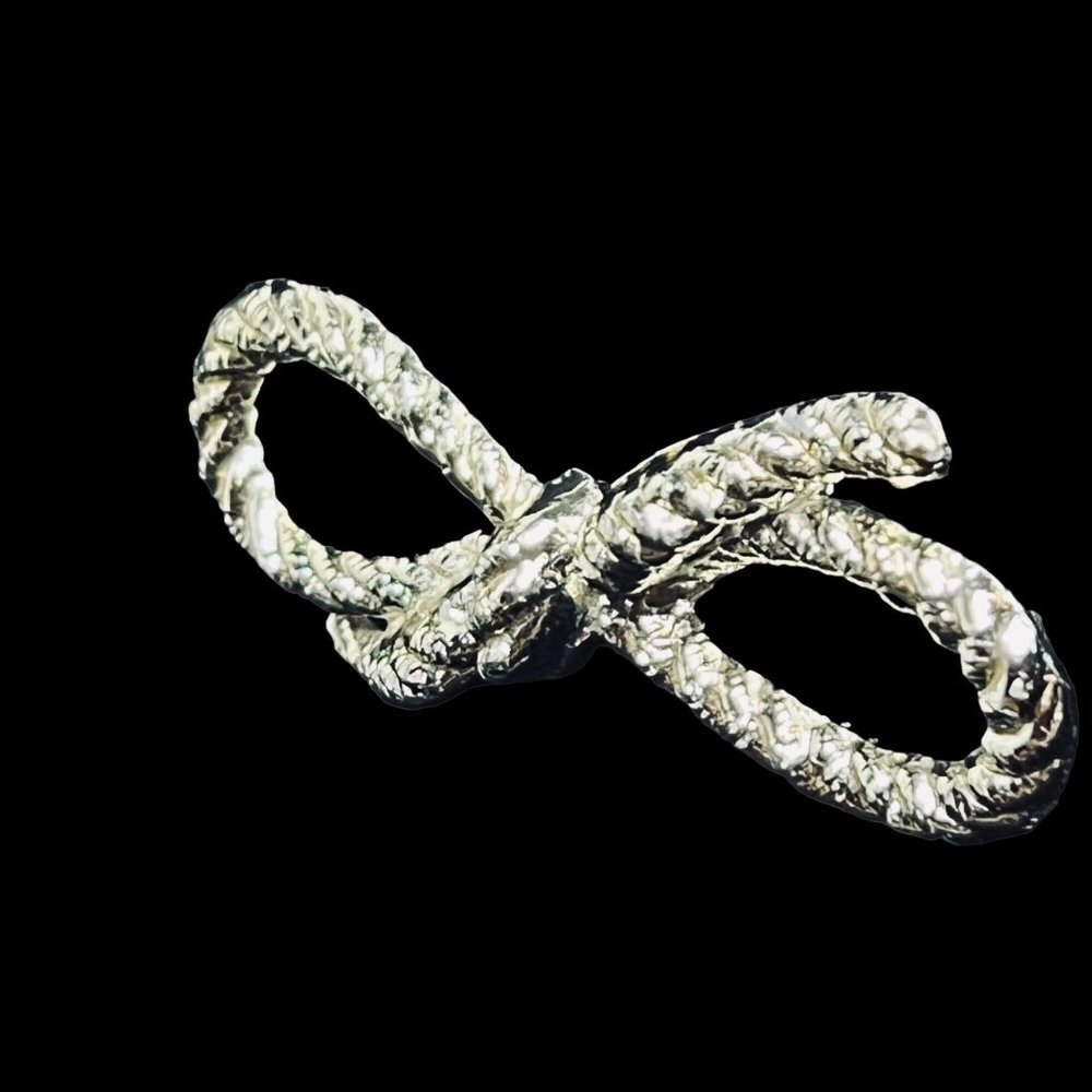 Gold Tone Rope Bow Brooch - Picture 2 of 5